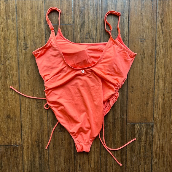 Hurley Orange White Logo One-Piece Side Cinch Swimsuit - Picture 3 of 4